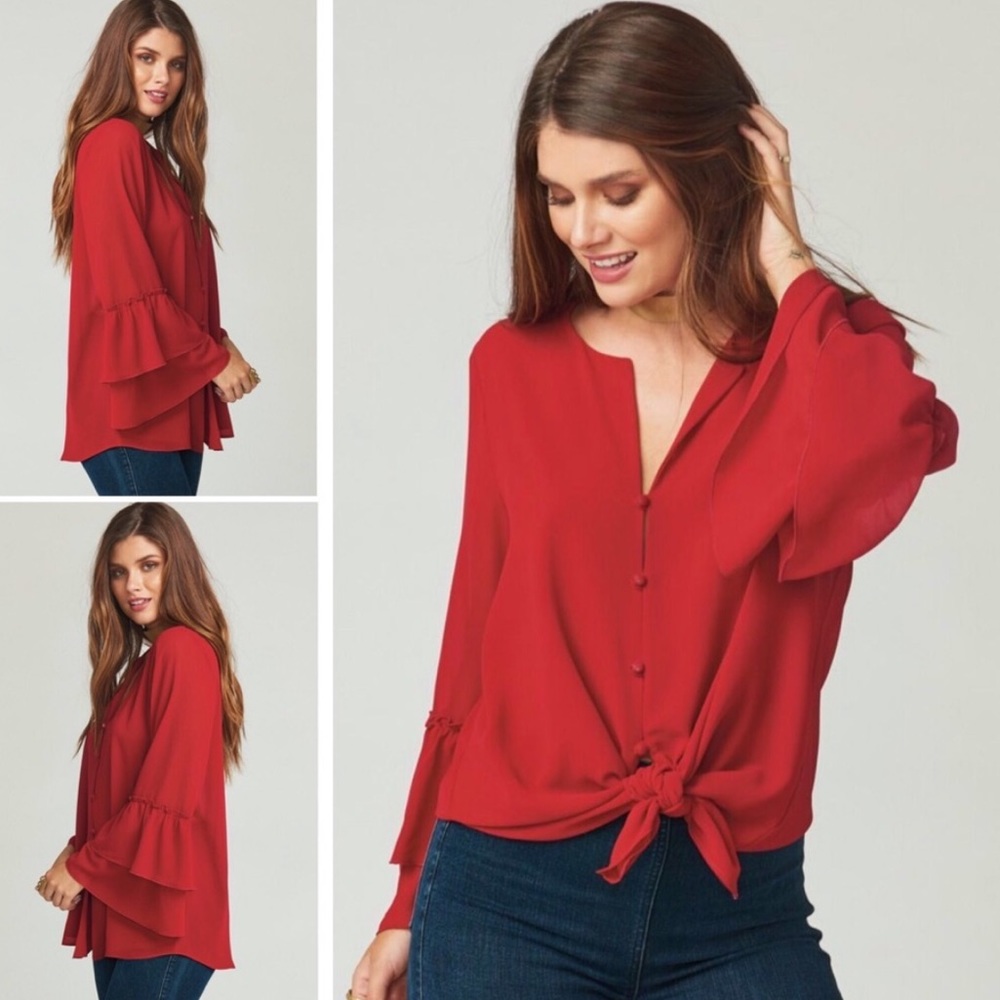 SMYM Abbott Red Chiffon Tunic Top